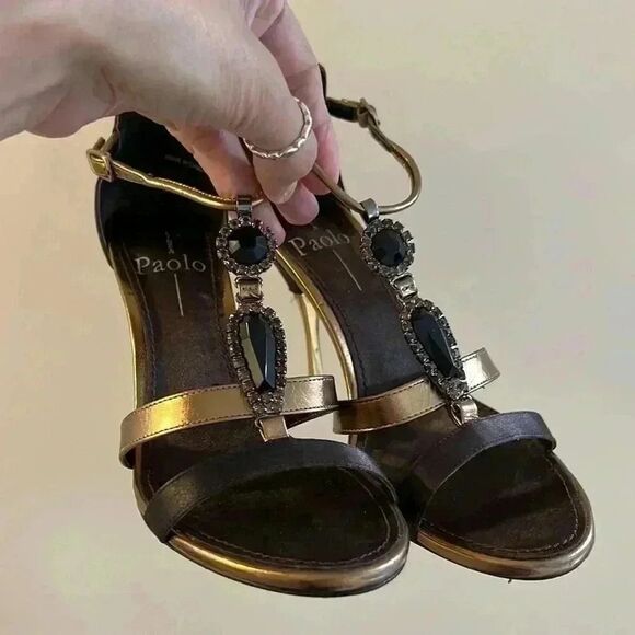 Paolo Shoes - Linea Paolo GLAMOROUS dark coffee shining heels